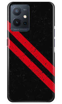 Black Red Pattern Mobile Back Case for Vivo Y75 5G / Vivo T1 5G (Design - 332)