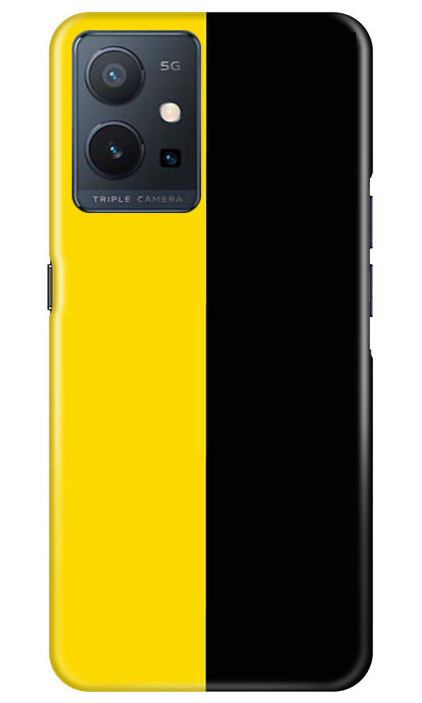 Black Yellow Pattern Mobile Back Case for Vivo Y75 5G / Vivo T1 5G (Design - 354)