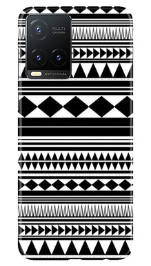 Black white Pattern Mobile Back Case for Vivo T1X (Design - 5)
