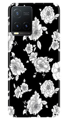 White flowers Black Background Mobile Back Case for Vivo T1X (Design - 9)