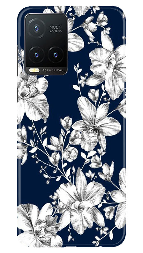 White flowers Blue Background Case for Vivo T1X