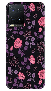 Rose Black Background Mobile Back Case for Vivo T1X (Design - 27)