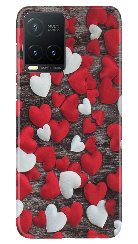 Red White Hearts Case for Vivo T1X(Design - 105)