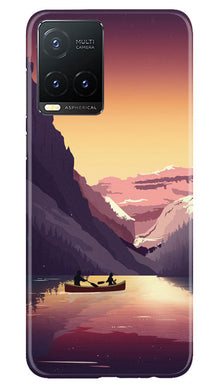 Mountains Boat Mobile Back Case for Vivo T1X (Design - 150)
