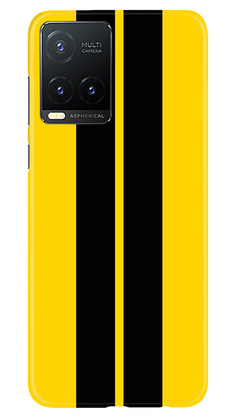 Black Yellow Pattern Mobile Back Case for Vivo T1X (Design - 336)