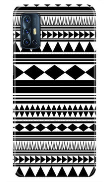 Black white Pattern Mobile Back Case for Vivo V17 (Design - 5)