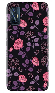 Rose Black Background Mobile Back Case for Vivo V17 (Design - 27)