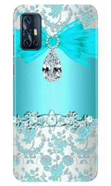 Shinny Blue Background Mobile Back Case for Vivo V17 (Design - 32)