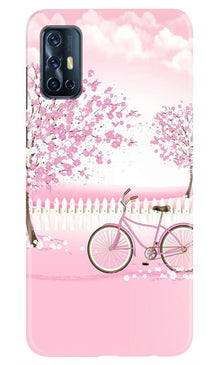 Pink Flowers Cycle Mobile Back Case for Vivo V17  (Design - 102)