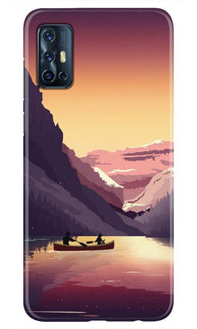 Mountains Boat Mobile Back Case for Vivo V17 (Design - 181)