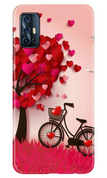 Red Heart Cycle Mobile Back Case for Vivo V17 (Design - 222)