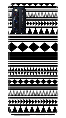 Black white Pattern Mobile Back Case for Vivo V19 (Design - 5)