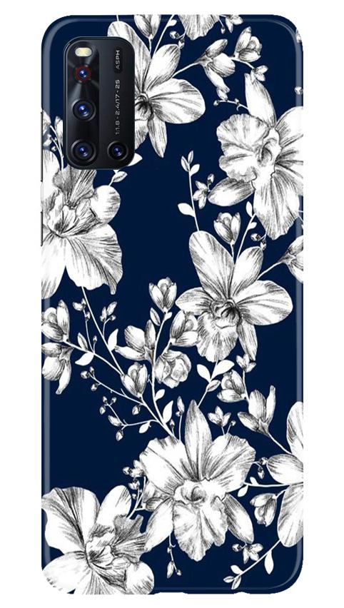 White flowers Blue Background Case for Vivo V19