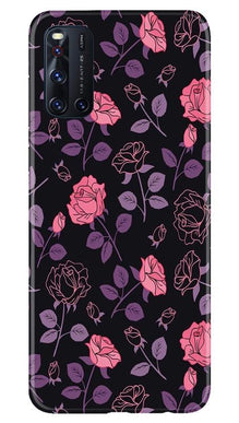 Rose Black Background Mobile Back Case for Vivo V19 (Design - 27)