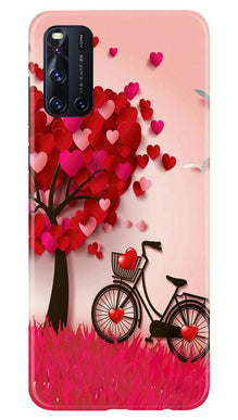 Red Heart Cycle Mobile Back Case for Vivo V19 (Design - 222)