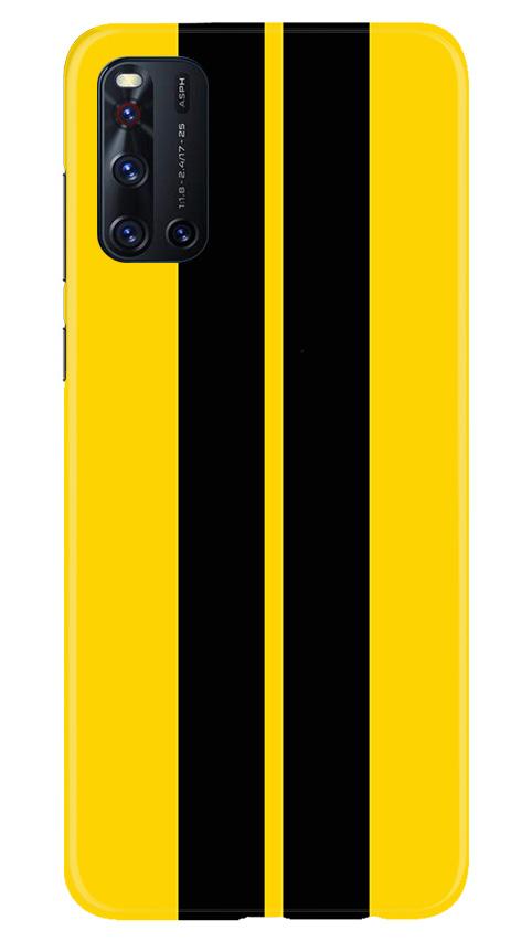 Black Yellow Pattern Mobile Back Case for Vivo V19 (Design - 377)
