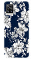 White flowers Blue Background Case for Vivo V20