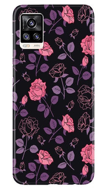 Rose Black Background Mobile Back Case for Vivo V20 (Design - 27)