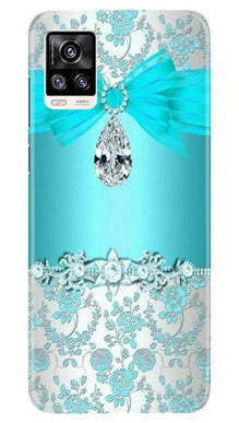 Shinny Blue Background Mobile Back Case for Vivo V20 (Design - 32)