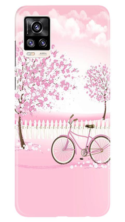 Pink Flowers Cycle Case for Vivo V20  (Design - 102)