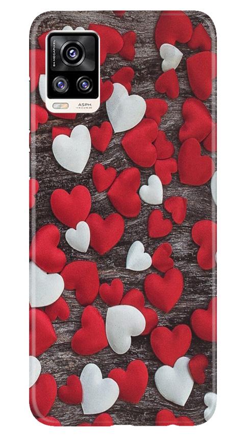 Red White Hearts Case for Vivo V20  (Design - 105)