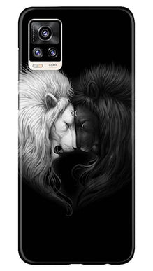 Dark White Lion Mobile Back Case for Vivo V20  (Design - 140)