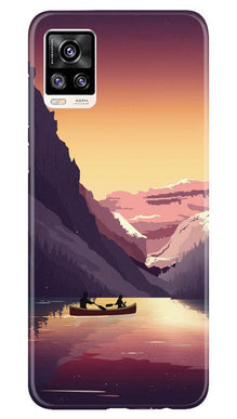 Mountains Boat Mobile Back Case for Vivo V20 (Design - 181)