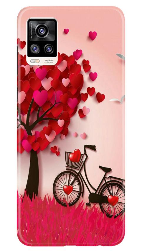 Red Heart Cycle Case for Vivo V20 (Design No. 222)