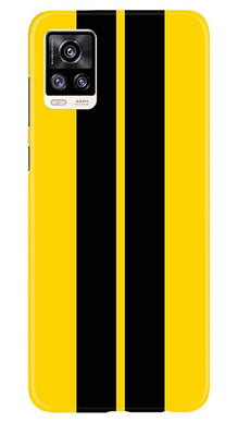 Black Yellow Pattern Mobile Back Case for Vivo V20 (Design - 377)