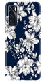 White flowers Blue Background Case for Vivo V20 SE