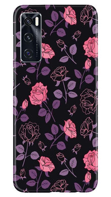 Rose Black Background Mobile Back Case for Vivo V20 SE (Design - 27)
