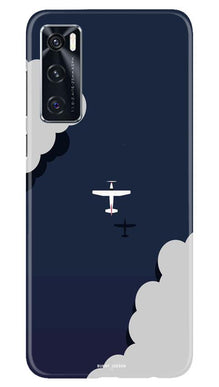 Clouds Plane Mobile Back Case for Vivo V20 SE (Design - 196)
