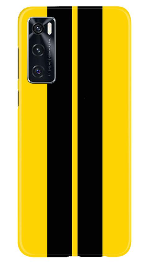 Black Yellow Pattern Mobile Back Case for Vivo V20 SE (Design - 377)