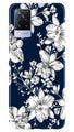 White flowers Blue Background Case for Vivo V21 5G