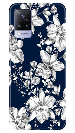 White flowers Blue Background Case for Vivo V21 5G