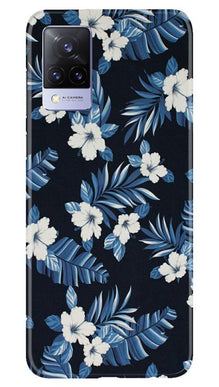 White flowers Blue Background2 Mobile Back Case for Vivo V21 5G (Design - 15)