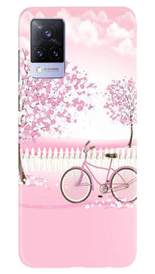 Pink Flowers Cycle Mobile Back Case for Vivo V21 5G  (Design - 102)