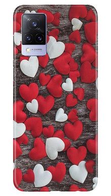 Red White Hearts Mobile Back Case for Vivo V21 5G  (Design - 105)