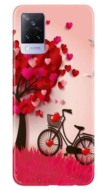 Red Heart Cycle Mobile Back Case for Vivo V21 5G (Design - 222)