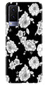 White flowers Black Background Case for Vivo V21e 5G