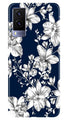 White flowers Blue Background Case for Vivo V21e 5G