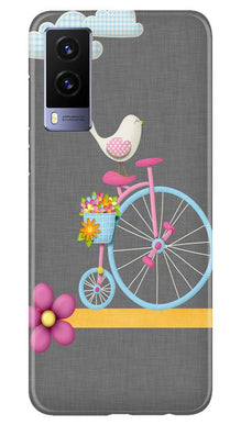 Sparron with cycle Mobile Back Case for Vivo V21e 5G (Design - 34)