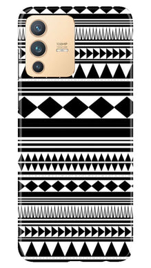 Black white Pattern Mobile Back Case for Vivo V23 Pro (Design - 5)