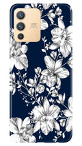 White flowers Blue Background Case for Vivo V23 5G