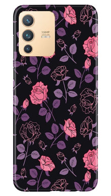 Rose Black Background Mobile Back Case for Vivo V23 5G (Design - 27)