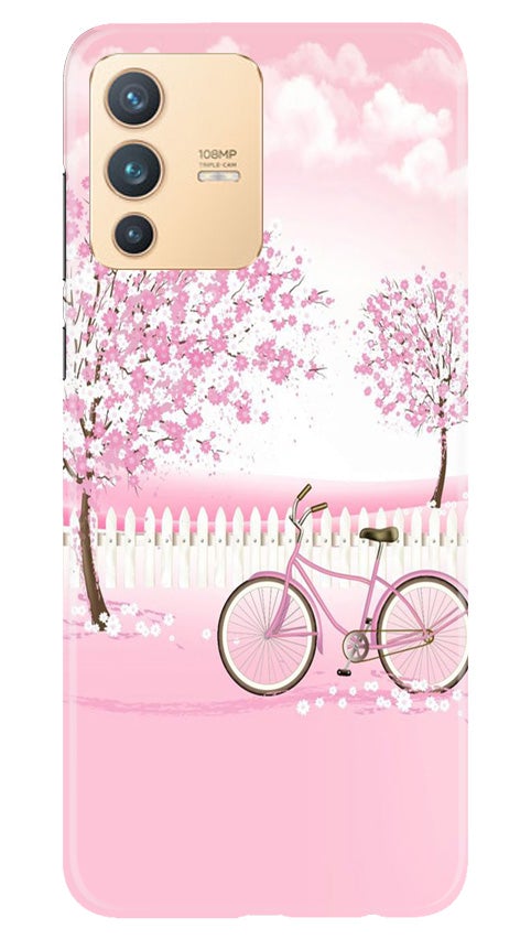 Pink Flowers Cycle Case for Vivo V23 5G  (Design - 102)
