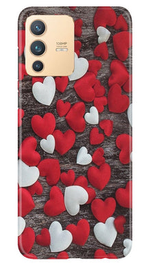 Red White Hearts Mobile Back Case for Vivo V23 5G  (Design - 105)