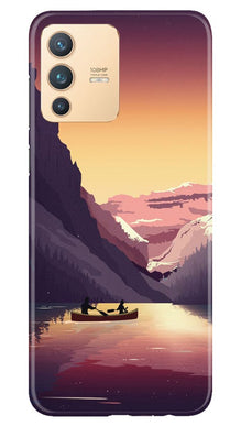 Mountains Boat Mobile Back Case for Vivo V23 Pro (Design - 181)