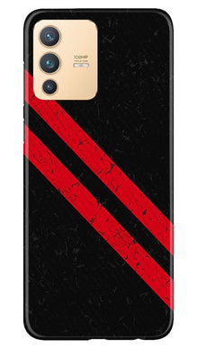 Black Red Pattern Mobile Back Case for Vivo V23 5G (Design - 373)