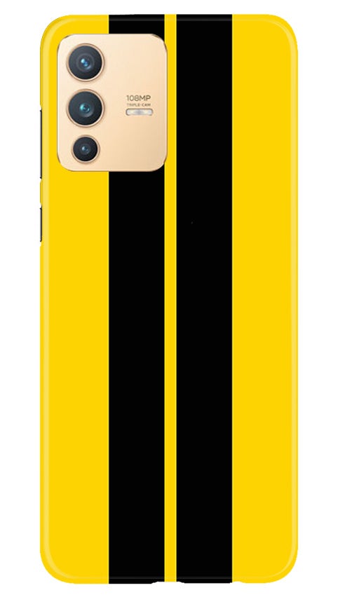 Black Yellow Pattern Mobile Back Case for Vivo V23 Pro (Design - 377)